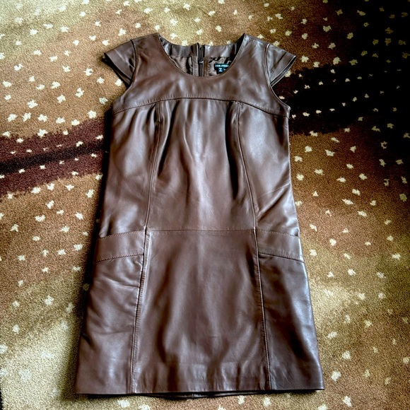 Chocolate Brown 100%  Leather dress with lining. - Picture 1 of 2